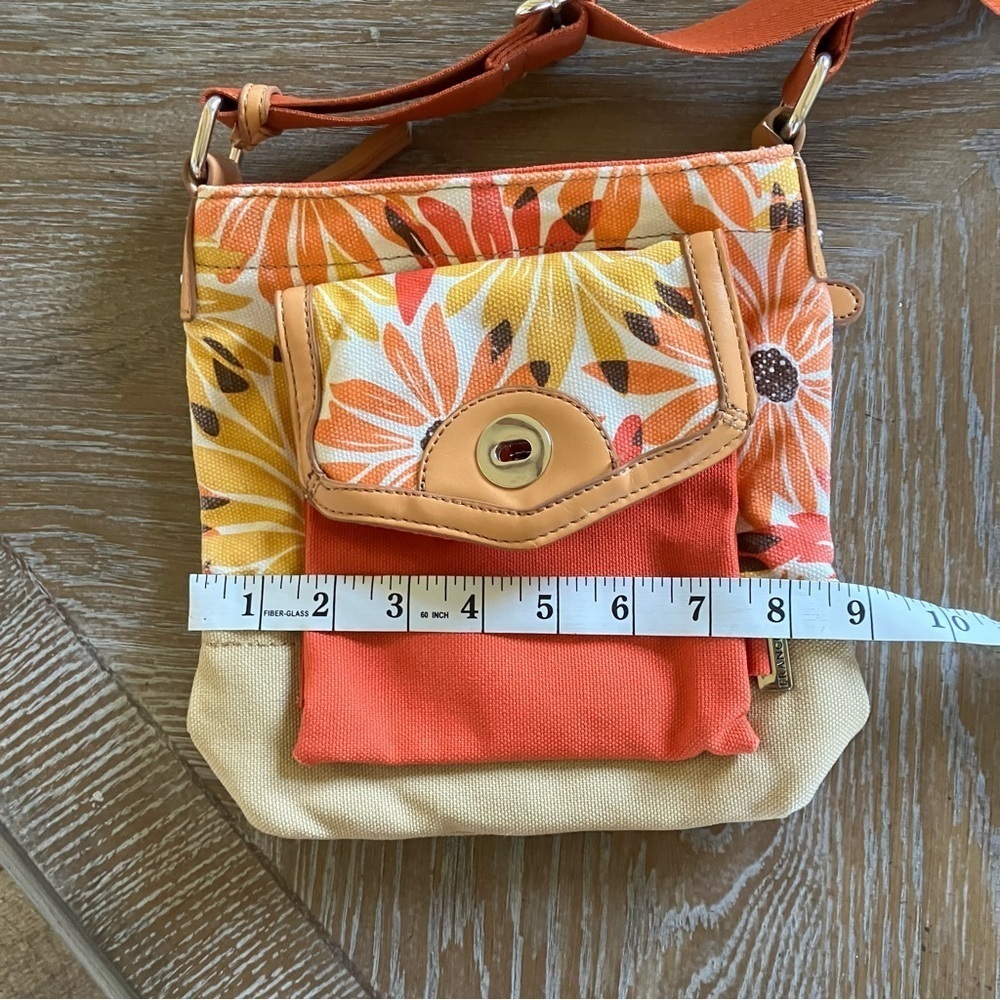 Franco Sarto Floral Canvas Crossbody Purse Bag - Picture 10 of 13